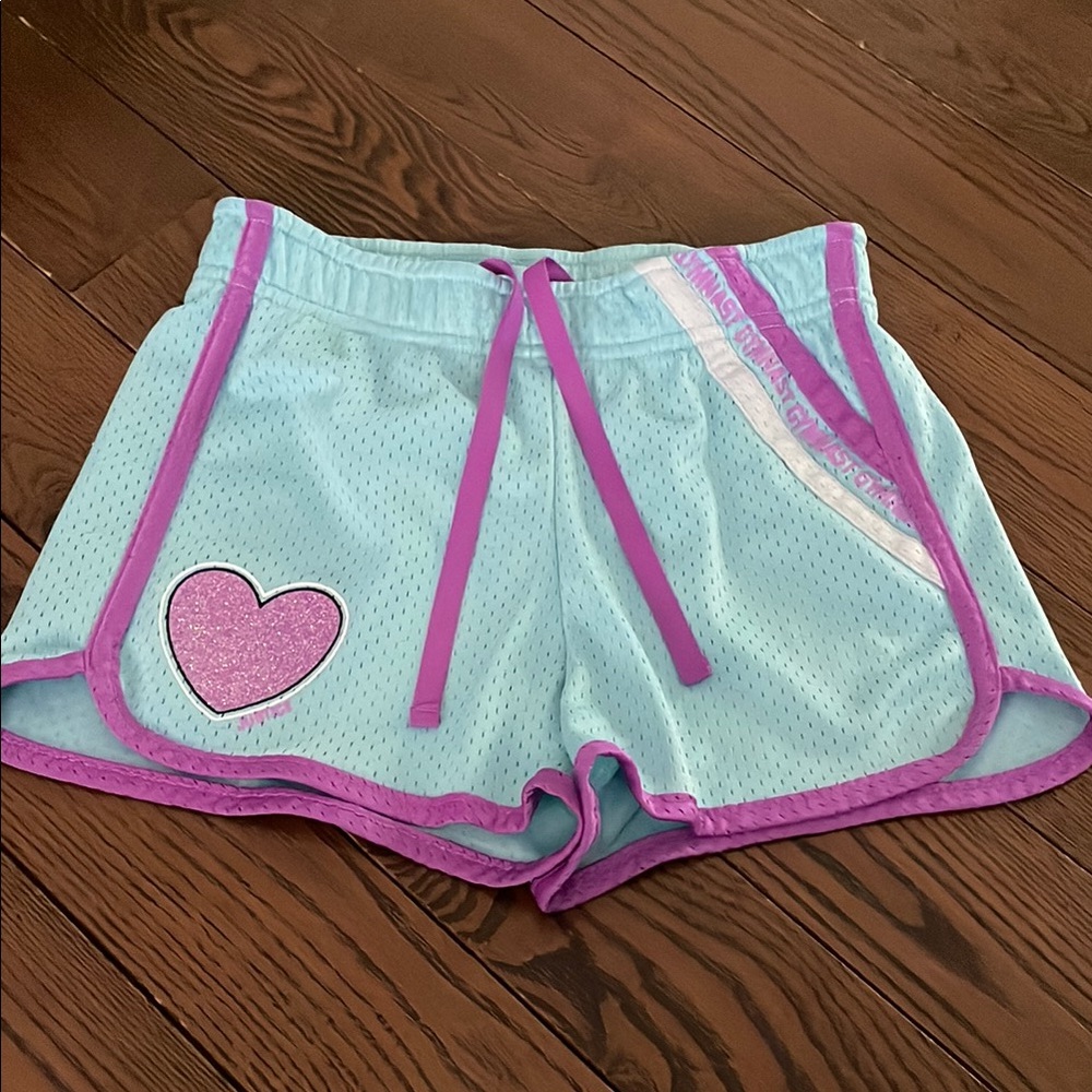 🔥 5/$25 - Justice Light Blue Shorts with Purple Heart